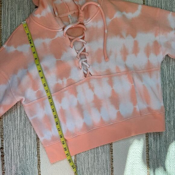 Free People Movement Orange White Creamsicle Fleece Lined Oversized Hoodie Small - Picture 6 of 10